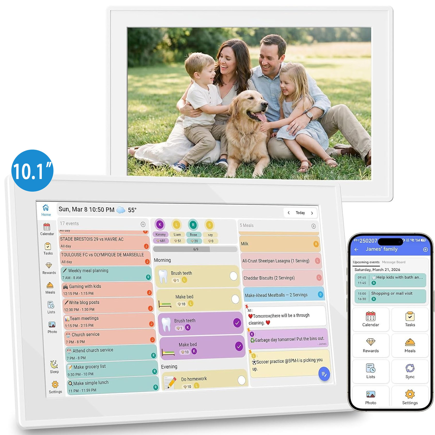 Digital Photo Frame Wifi - 10.1 Inch WiFi Digital Family Calendar